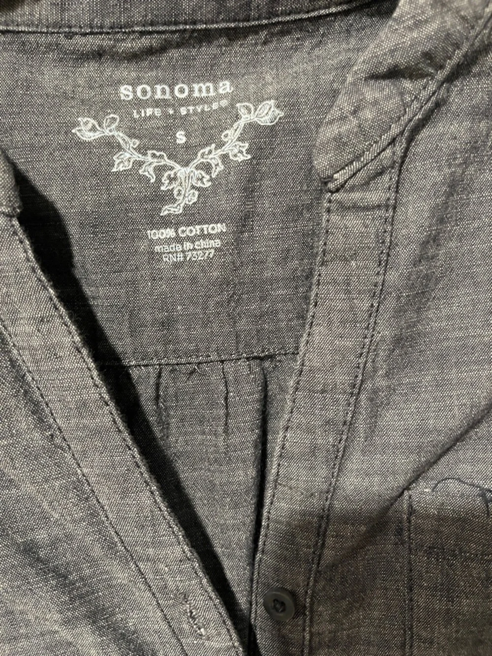 Gray Chambray Button-Front Shirt Dress - Picture 2 of 4